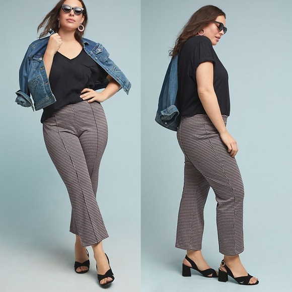 Eva Franco Anthropologie Houndstooth Crop Flare Pants - Picture 4 of 5